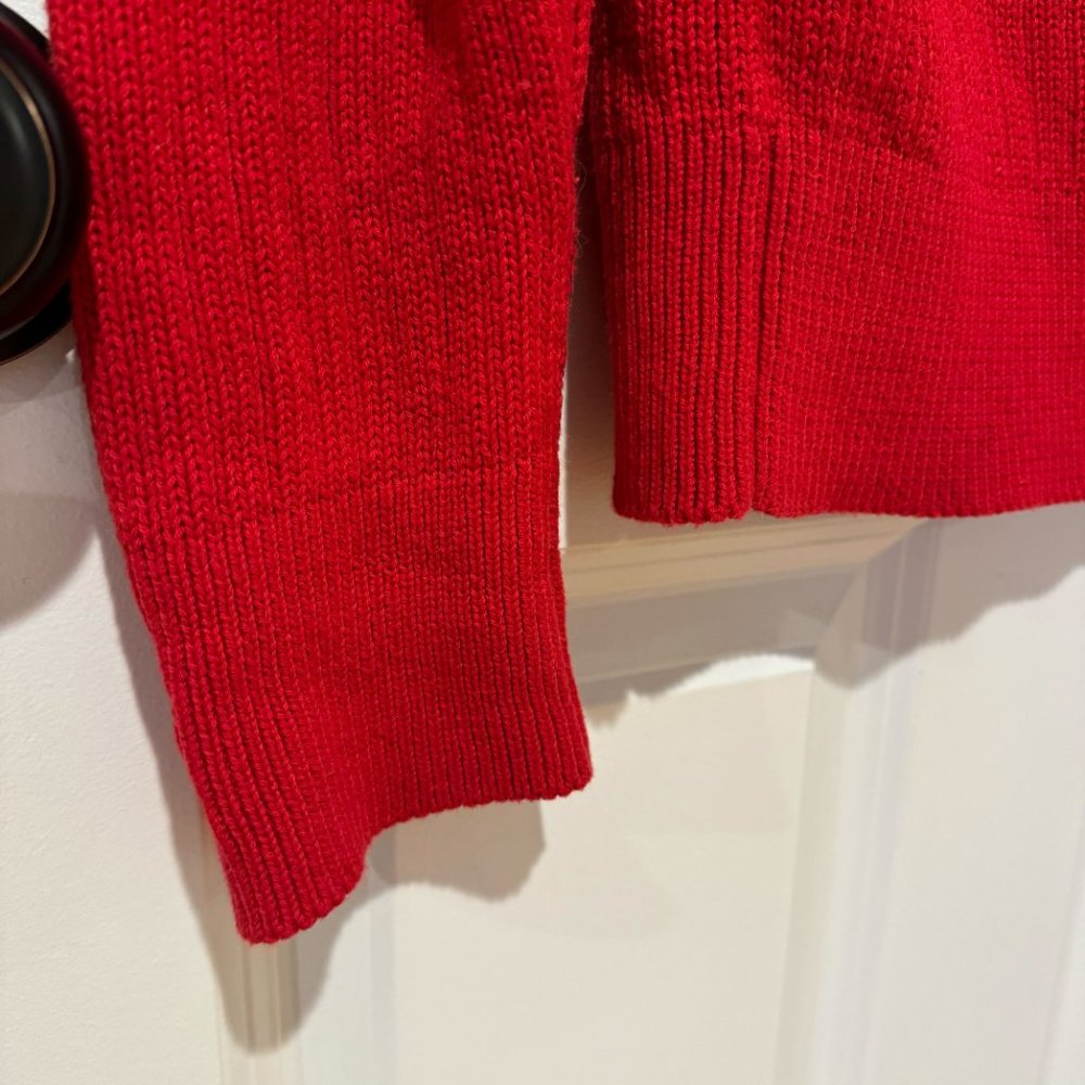 Calvin Klein Red Cotton Zip Up Ribbed Sweater - Size Large - Picture 8 of 10